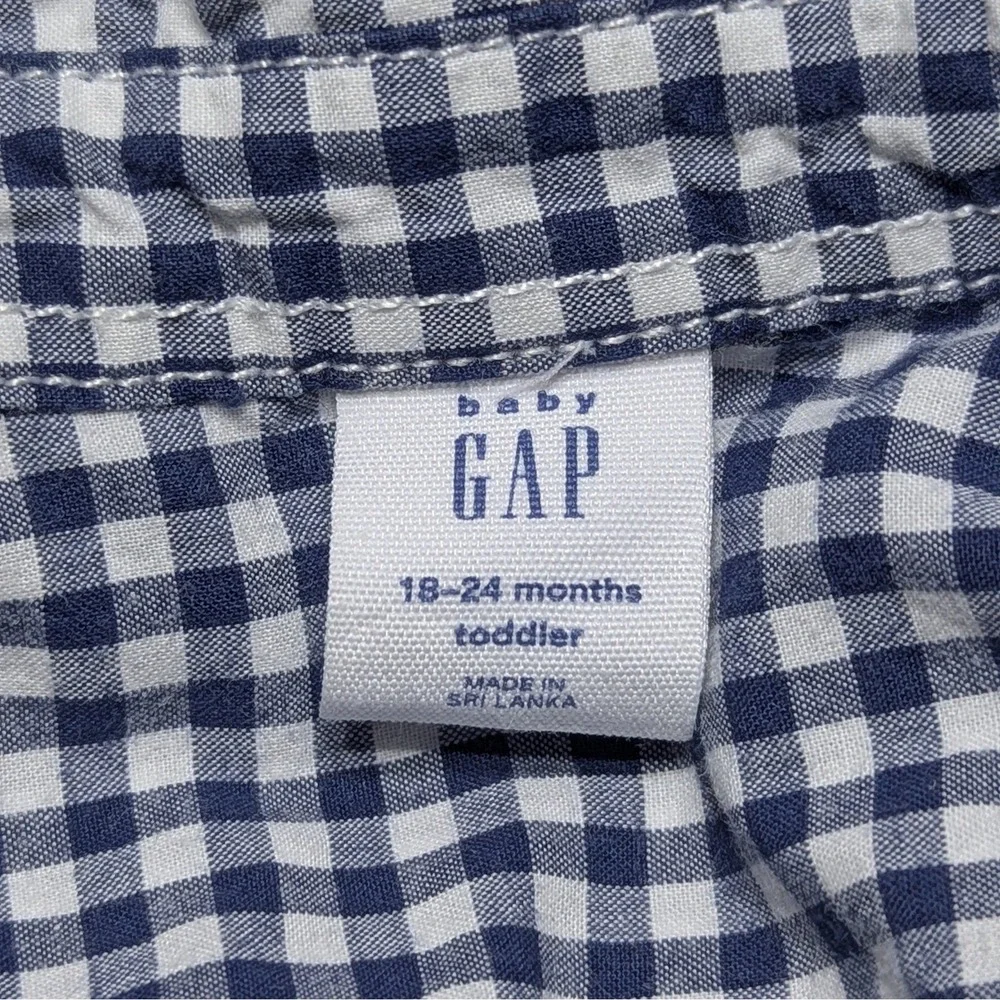 Baby Gap Toddler Boys Navy Gingham Button Down Shirt 18–24M‎